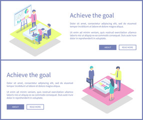 Achieve Goal Presentation Set Vector Illustration