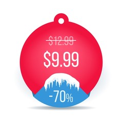 Winter Sale tags. Christmas label with ice caps. Vector illustration.