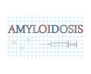 Amyloidosis word on checkered paper sheet- vector illustration