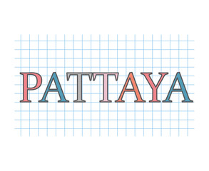Pattaya word on checkered paper texture- vector illustration
