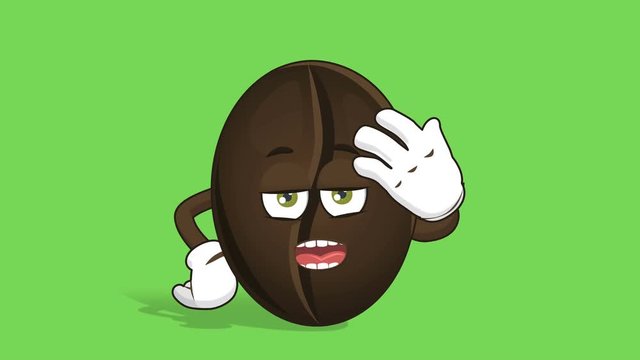 Cartoon Coffee Bean Facepalm Upset Slap with Face Animation Alpha Matte