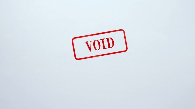 Void seal stamped on blank paper background, invalid contract, password