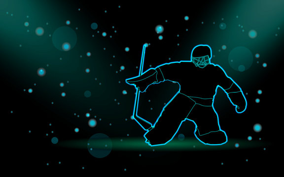 
hockey player silhouette on black background with bokeh effect
