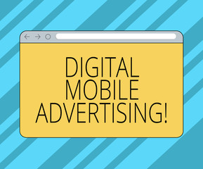 Text sign showing Digital Mobile Advertising. Conceptual photo form of publicity via wireless phones and devices Monitor Screen with Forward Backward Progress Control Bar Blank Text Space