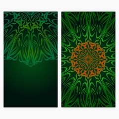 Vintage Cards With Floral Mandala Pattern. Vector Template. Gradient color