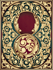 Golden ornate art deco vintage card