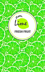 Banners with sliced lime pieces, leaves. Template for design juice, lemonade, cosmetic, natural medicine, herbal tea, food menu.