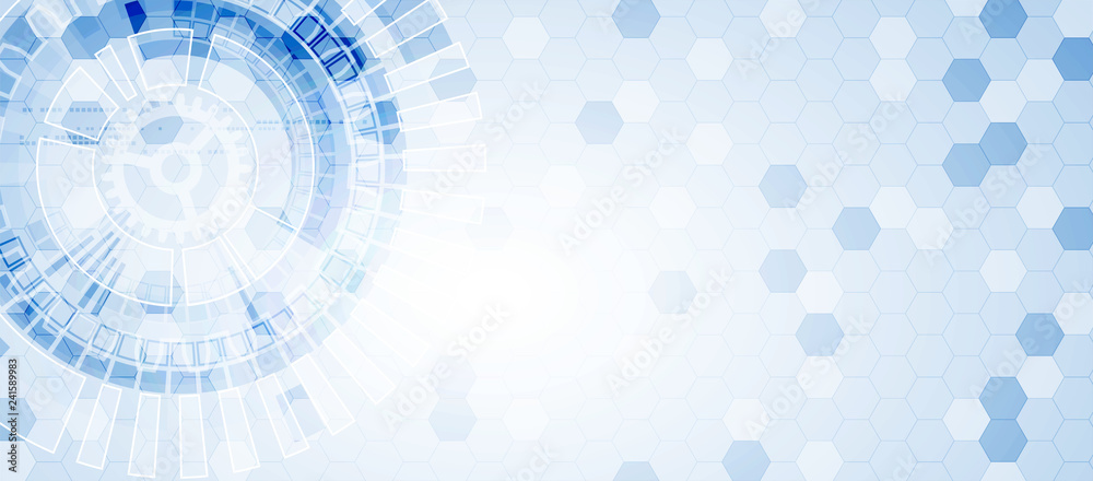 Poster abstract blue hexagon futuristic background for design works.
