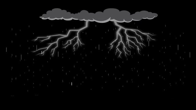 Gewitter, Regen, Blitz, Animation 2d