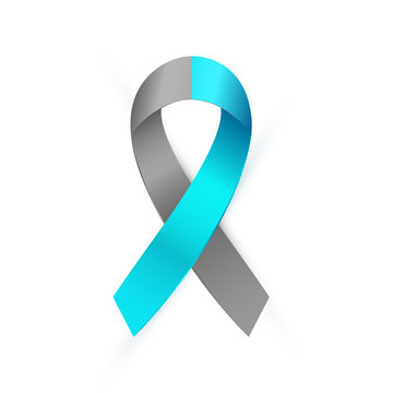 3d Gray and Blue Awareness ribbon. Diabetes Type 1, Borderline personality disorder awareness medical sign. Double colour type health icon.