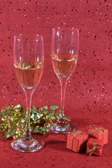 Valentine champagne hearts