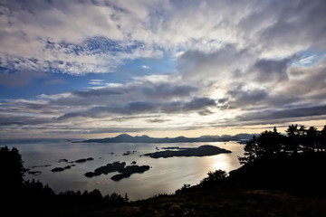 Sunset Over Islands in Bay