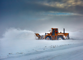 Snowblower at work in the mountains