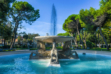 Four horses fountain in Rimini, Italy