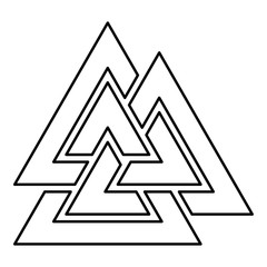 Valknut sign symblol icon black color vector illustration flat style image