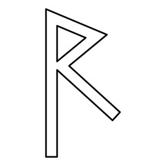 Raido rune raid symbol road icon black color vector illustration flat style image