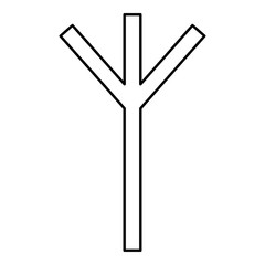 Algiz Elgiz rune elk reed defence symbol icon black color vector illustration flat style image