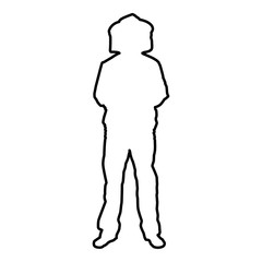 Beekeeper in protective outfit clothing with hat with grid of bee stings collects honey Beekeeper beemaster apiarist in apiary View front icon black color vector illustration flat style image