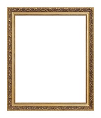 Golden frame for paintings, mirrors or photo isolated on white background