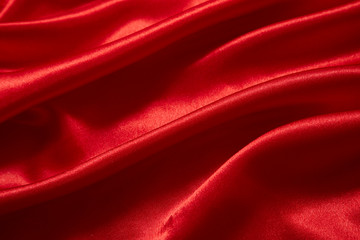 Naklejka na ściany i meble Luxury red satin smooth fabric background for celebration, ceremony, event invitation card or advertising poster