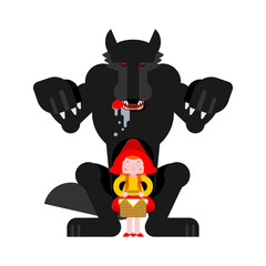 Little Red Riding Hood and Wolf. Vector