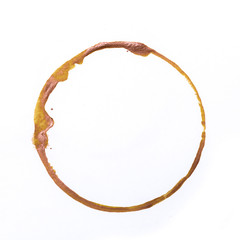tee or coffee cup rings isolated on a white background.