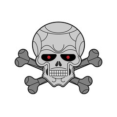 Metal skull isolated. Iron head skeleton. Vector illustration 