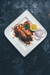 Brain / Bheja Fry of goat, sheep or lamb is a popular Indian or pakistani dish cooked on Bakra Eid(Eid-ul-zuha). served in karahi, pan or plate. selective focus