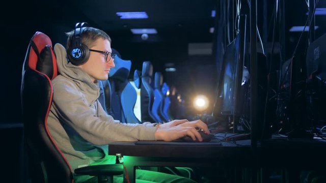 Gamer playing on a moden pc. eSport Cyber Games