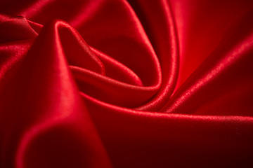 Valentines Day Background, Valentine Heart Red Silk Fabric, Wedding Love - Image