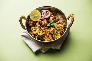 Brain / Bheja Fry of goat, sheep or lamb is a popular Indian or pakistani dish cooked on Bakra Eid(Eid-ul-zuha). served in karahi, pan or plate. selective focus