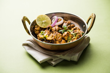 Brain / Bheja Fry of goat, sheep or lamb is a popular Indian or pakistani dish cooked on Bakra Eid(Eid-ul-zuha). served in karahi, pan or plate. selective focus