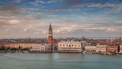 Panotama of the Venice lagoon towards San Marco square