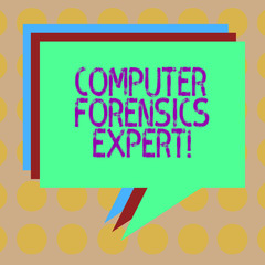 Word writing text Computer Forensics Expert. Business concept for harvesting and analysing evidence from computers Stack of Speech Bubble Different Color Blank Colorful Piled Text Balloon