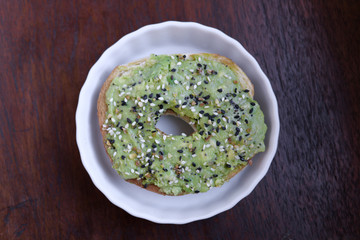 Vegan Bagel with Avacado and Everything Seasoning