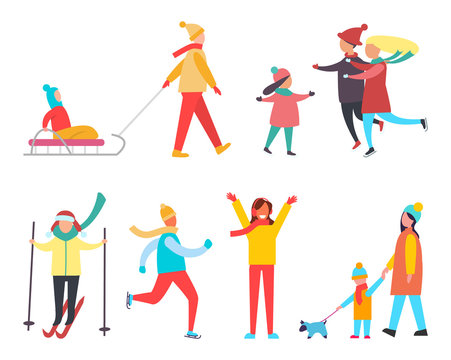 Winter Activity and Active Lifestyle Set Vector