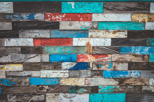 Set of tropical aged colorful wooden backgrounds.