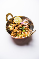 Brain / Bheja Fry of goat, sheep or lamb is a popular Indian or pakistani dish cooked on Bakra Eid(Eid-ul-zuha). served in karahi, pan or plate. selective focus