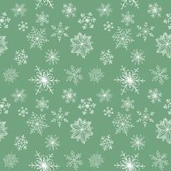 hand drawn seamless pattern of glittering snowflakes