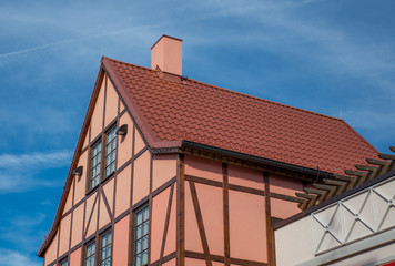 Fototapeta premium A view of typical vintage house with tile roof