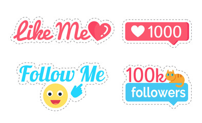 Fototapeta premium Follow and Like Me Followers Number Set Vector