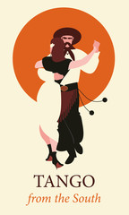 Typical couple from South America dancing tango. Vector Illustration