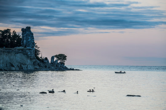 Jungfrun sea stack at sunset, Gotland, Sweden