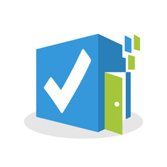 Vector illustration icon with the concept of online media space for verification services