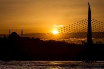 Silhouette of Istanbul at sunset