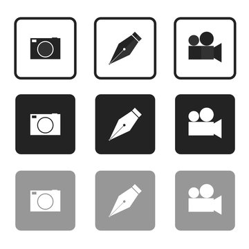 icons for stock vector photo and video