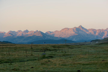 Sunset in the mountains of the valley of Aran