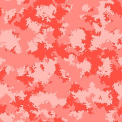 Fashion camo surface design. Living coral marble trendy camouflage salmon red pink fabric pattern.