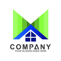 house letter M logo design template