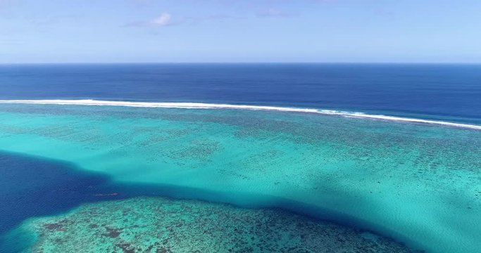 lagoon with coral in aerial view, Papeete French Polynesia